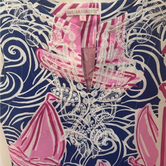 Barbara Gerwit Nautical Pink and Blue Sleeveless Dress Tropical Nautical - Picture 3 of 5